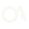 Omar Ayyash logo featuring stylized OA initials in a faint white design.